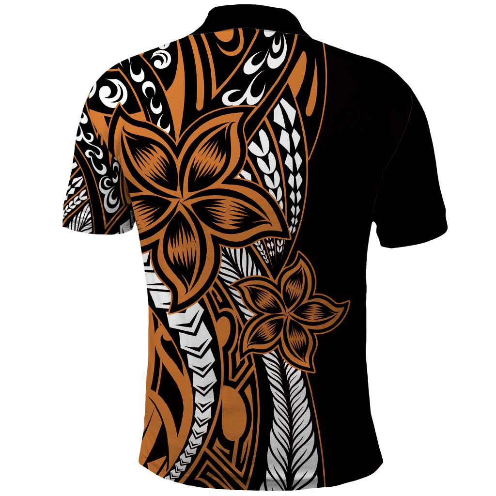 Polynesian Plumeria Floral Tattoo Pattern Polo Shirt Gold Style LT9 - Polynesian Pride