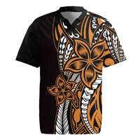 Polynesian Plumeria Floral Tattoo Pattern Rugby Jersey Gold Style