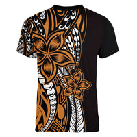 Polynesian Plumeria Floral Tattoo Pattern Women V-Neck T-Shirt Gold Style LT9 - Polynesian Pride