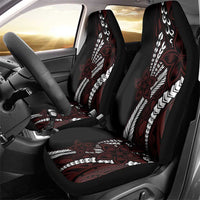 Polynesian Plumeria Floral Tattoo Pattern Car Seat Cover Oxblood Style LT9 - Polynesian Pride