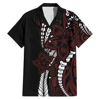 Polynesian Plumeria Floral Tattoo Pattern Family Matching Mermaid Dress and Hawaiian Shirt Oxblood Style
