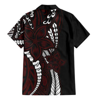 Polynesian Plumeria Floral Tattoo Pattern Family Matching Mermaid Dress and Hawaiian Shirt Oxblood Style
