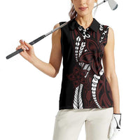 Polynesian Plumeria Floral Tattoo Pattern Women Sleeveless Polo Shirt Oxblood Style LT9 - Polynesian Pride