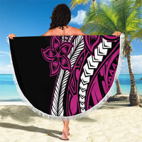 Polynesian Plumeria Floral Tattoo Pattern Beach Blanket Pink Style