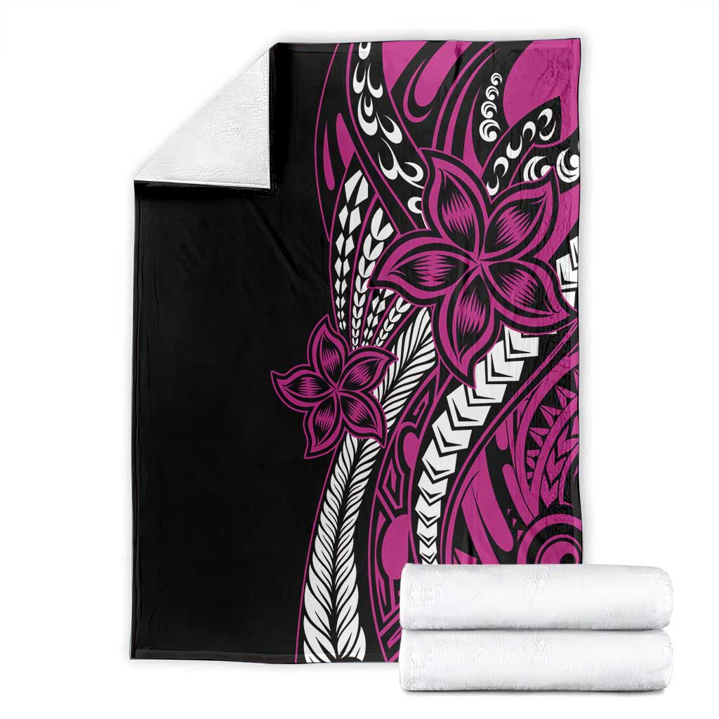Polynesian Plumeria Floral Tattoo Pattern Blanket Pink Style