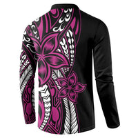 Polynesian Plumeria Floral Tattoo Pattern Button Sweatshirt Pink Style