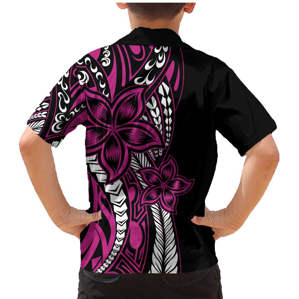 Polynesian Plumeria Floral Tattoo Pattern Family Matching Mermaid Dress and Hawaiian Shirt Pink Style