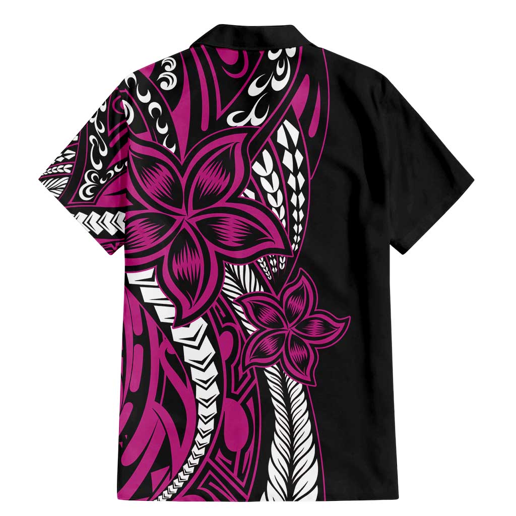 Polynesian Plumeria Floral Tattoo Pattern Family Matching Mermaid Dress and Hawaiian Shirt Pink Style