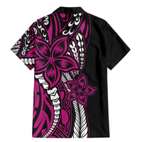 Polynesian Plumeria Floral Tattoo Pattern Family Matching Mermaid Dress and Hawaiian Shirt Pink Style