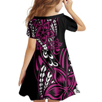 Polynesian Plumeria Floral Tattoo Pattern Family Matching Tank Maxi Dress and Hawaiian Shirt Pink Style