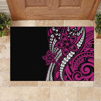 Polynesian Plumeria Floral Tattoo Pattern Rubber Doormat Pink Style