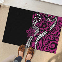 Polynesian Plumeria Floral Tattoo Pattern Rubber Doormat Pink Style