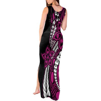 Polynesian Plumeria Floral Tattoo Pattern Tank Maxi Dress Pink Style LT9 - Polynesian Pride