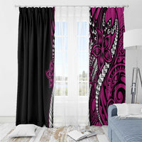 Polynesian Plumeria Floral Tattoo Pattern Window Curtain Pink Style