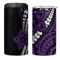Polynesian Plumeria Floral Tattoo Pattern 4 in 1 Can Cooler Tumbler Purple Style