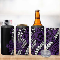 Polynesian Plumeria Floral Tattoo Pattern 4 in 1 Can Cooler Tumbler Purple Style