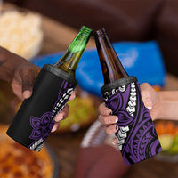 Polynesian Plumeria Floral Tattoo Pattern 4 in 1 Can Cooler Tumbler Purple Style