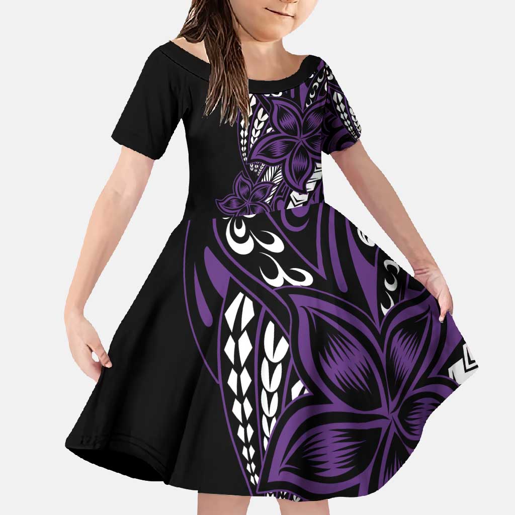 Polynesian Plumeria Floral Tattoo Pattern Family Matching Mermaid Dress and Hawaiian Shirt Purple Style