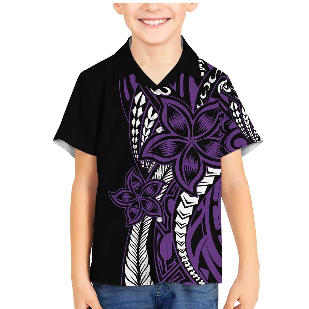 Polynesian Plumeria Floral Tattoo Pattern Family Matching Mermaid Dress and Hawaiian Shirt Purple Style