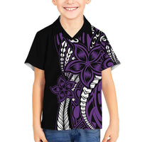 Polynesian Plumeria Floral Tattoo Pattern Kid Hawaiian Shirt Purple Style