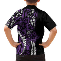 Polynesian Plumeria Floral Tattoo Pattern Kid Hawaiian Shirt Purple Style