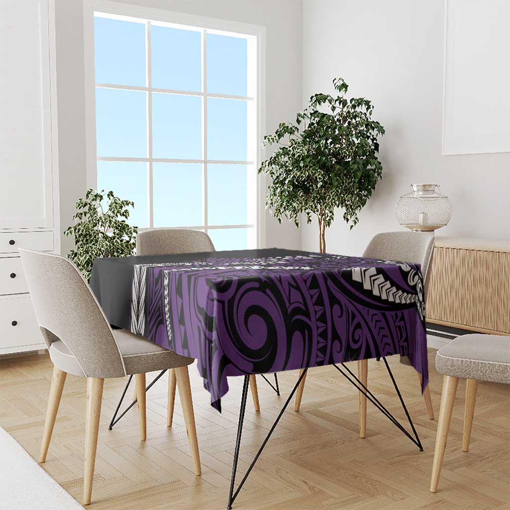 Polynesian Plumeria Floral Tattoo Pattern Tablecloth Purple Style