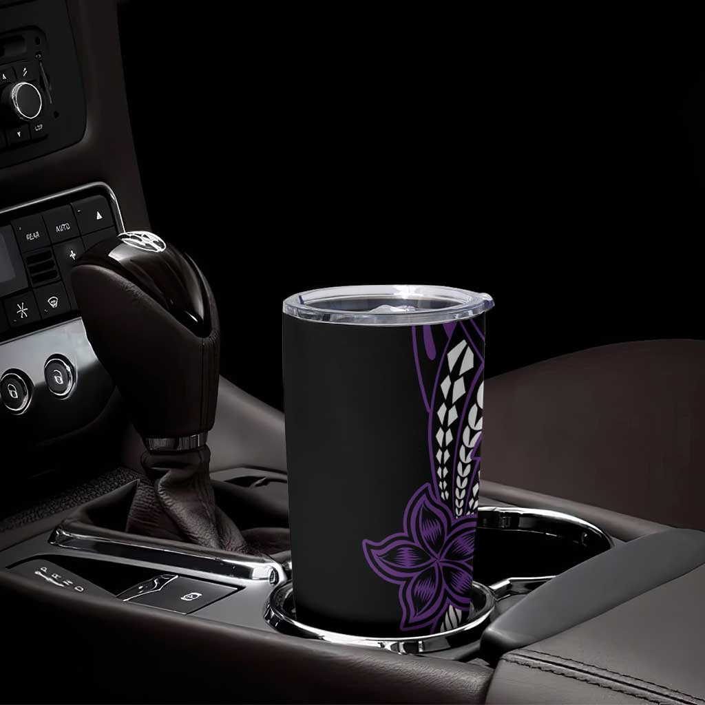 Polynesian Plumeria Floral Tattoo Pattern Tumbler Cup Purple Style