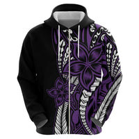 Polynesian Plumeria Floral Tattoo Pattern Zip Hoodie Purple Style