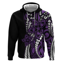 Polynesian Plumeria Floral Tattoo Pattern Zip Hoodie Purple Style