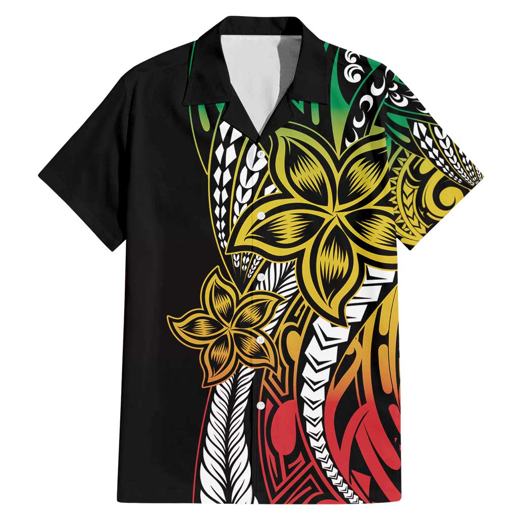 Polynesian Plumeria Floral Tattoo Pattern Family Matching Mermaid Dress and Hawaiian Shirt Reggae Style