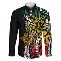 Polynesian Plumeria Floral Tattoo Pattern Family Matching Off Shoulder Short Dress and Hawaiian Shirt Reggae Style