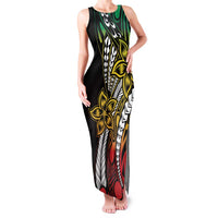 Polynesian Plumeria Floral Tattoo Pattern Family Matching Tank Maxi Dress and Hawaiian Shirt Reggae Style