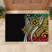 Polynesian Plumeria Floral Tattoo Pattern Rubber Doormat Reggae Style