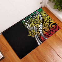 Polynesian Plumeria Floral Tattoo Pattern Rubber Doormat Reggae Style