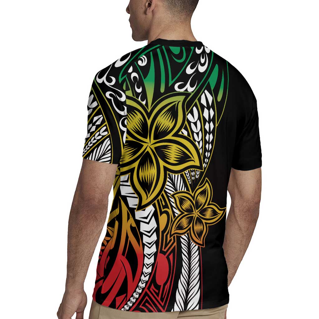 Polynesian Plumeria Floral Tattoo Pattern Rugby Jersey Reggae Style