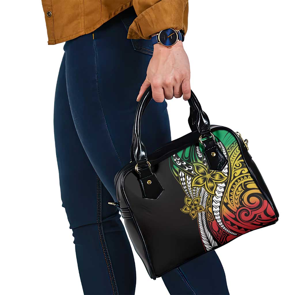 Polynesian Plumeria Floral Tattoo Pattern Shoulder Handbag Reggae Style
