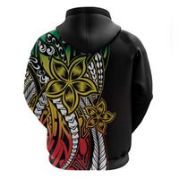 Polynesian Plumeria Floral Tattoo Pattern Zip Hoodie Reggae Style