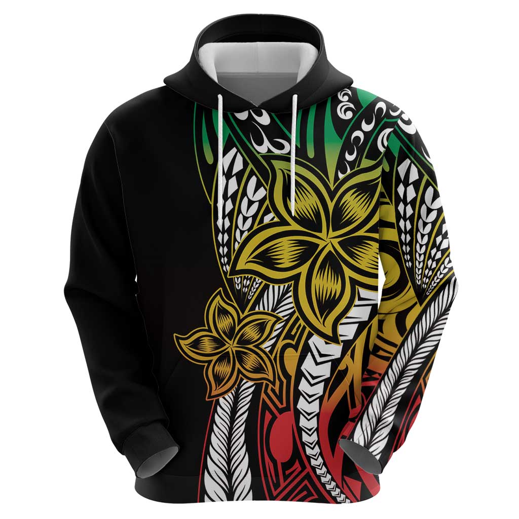 Polynesian Plumeria Floral Tattoo Pattern Zip Hoodie Reggae Style