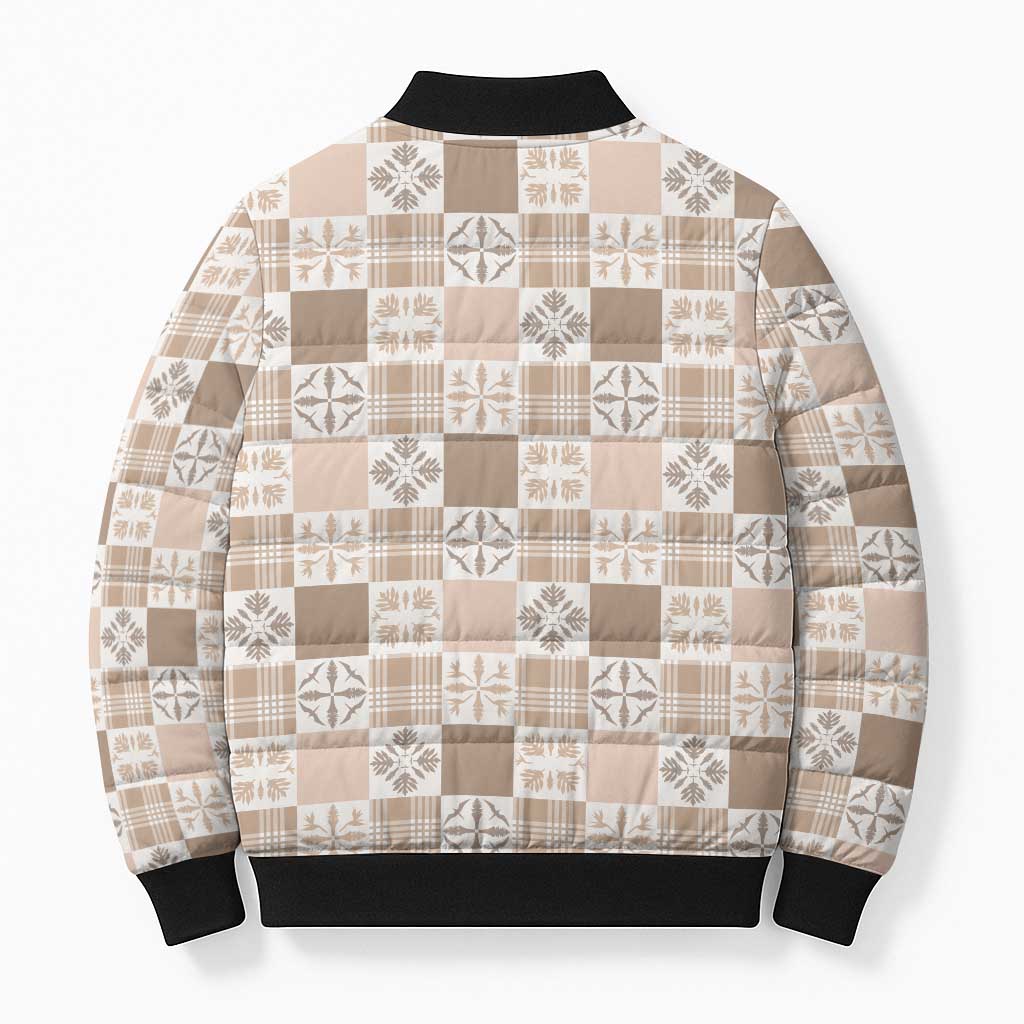 Hawaiian Palaka Quilt Pattern Bomber Puffer Jacket Hawaii Culture Bird of Paradise Exotic Motif - Polynesian Pride