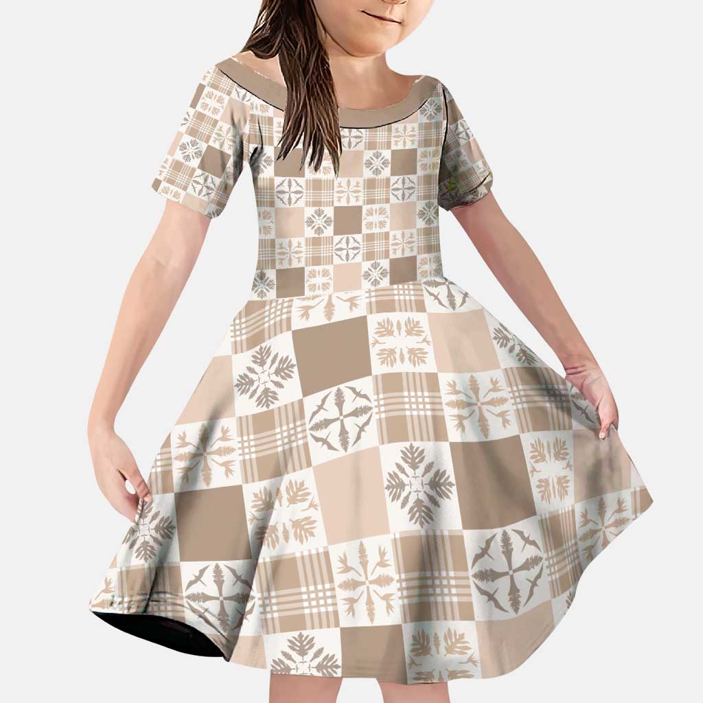 Hawaiian Palaka Quilt Pattern Family Matching Puletasi and Hawaiian Shirt Hawaii Culture Bird of Paradise Exotic Motif - Polynesian Pride