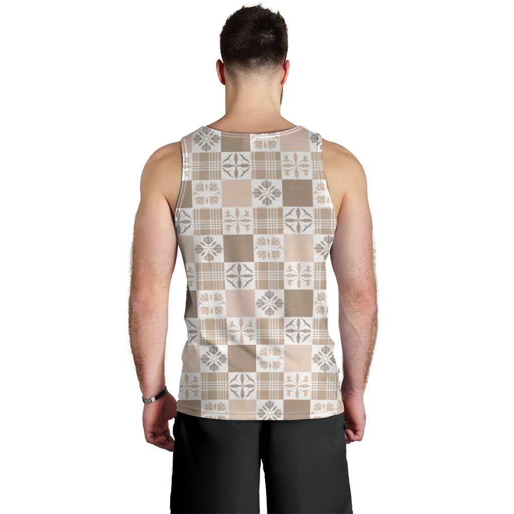 Hawaiian Palaka Quilt Pattern Men Tank Top Hawaii Culture Bird of Paradise Exotic Motif - Polynesian Pride