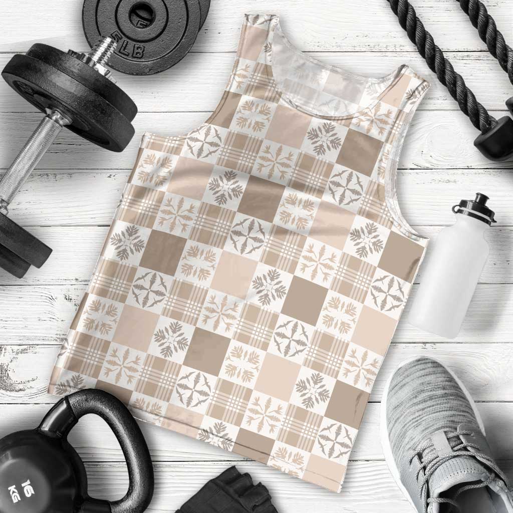Hawaiian Palaka Quilt Pattern Men Tank Top Hawaii Culture Bird of Paradise Exotic Motif - Polynesian Pride