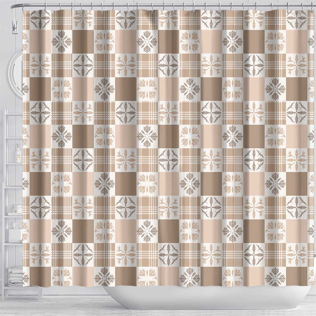 Hawaiian Palaka Quilt Pattern Shower Curtain Hawaii Culture Bird of Paradise Exotic Motif - Polynesian Pride