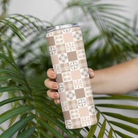 Hawaiian Palaka Quilt Pattern Skinny Tumbler Hawaii Culture Bird of Paradise Exotic Motif - Polynesian Pride