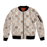 Hawaiian Palaka Quilt Pattern Sleeve Zip Bomber Jacket Hawaii Culture Bird of Paradise Exotic Motif - Polynesian Pride