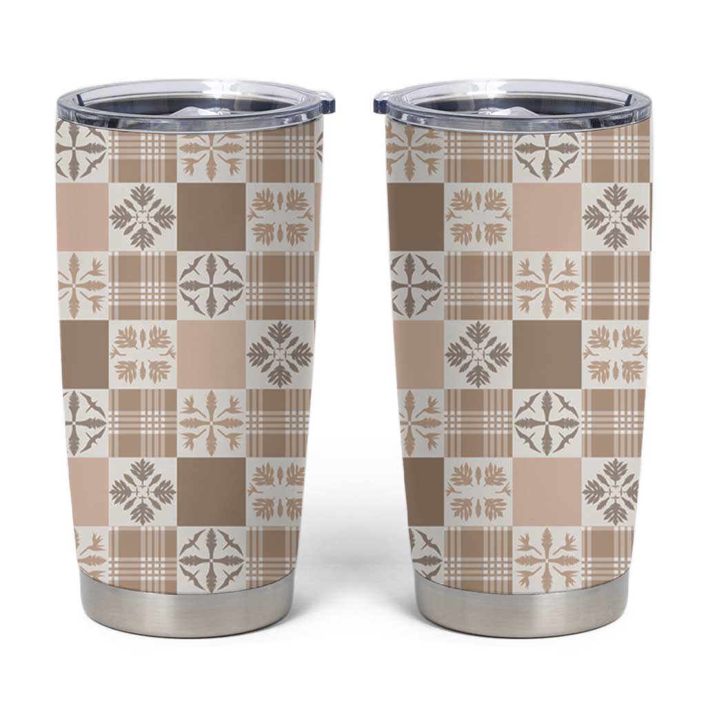 Hawaiian Palaka Quilt Pattern Tumbler Cup Hawaii Culture Bird of Paradise Exotic Motif - Polynesian Pride