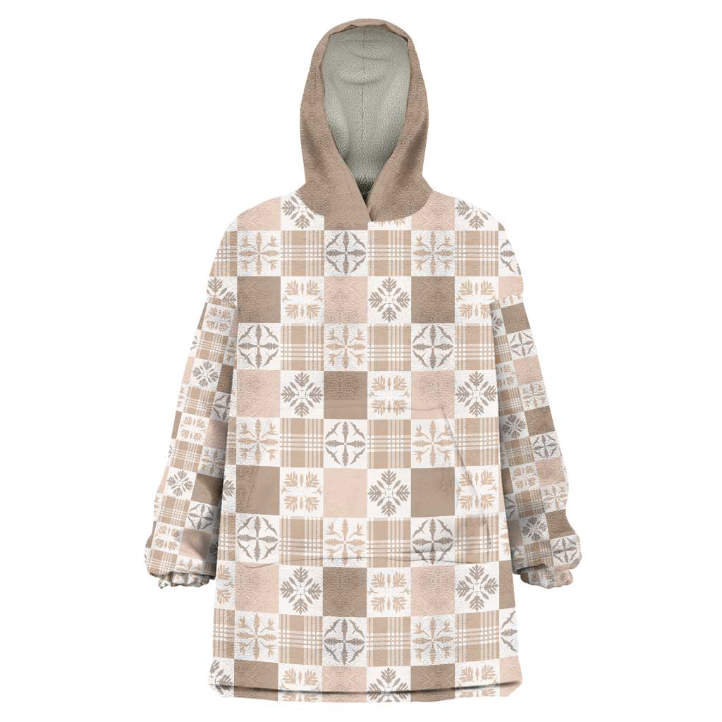 Hawaiian Palaka Quilt Pattern Wearable Blanket Hoodie Hawaii Culture Bird of Paradise Exotic Motif - Polynesian Pride