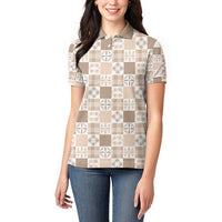 Hawaiian Palaka Quilt Pattern Women Polo Shirt Hawaii Culture Bird of Paradise Exotic Motif - Polynesian Pride