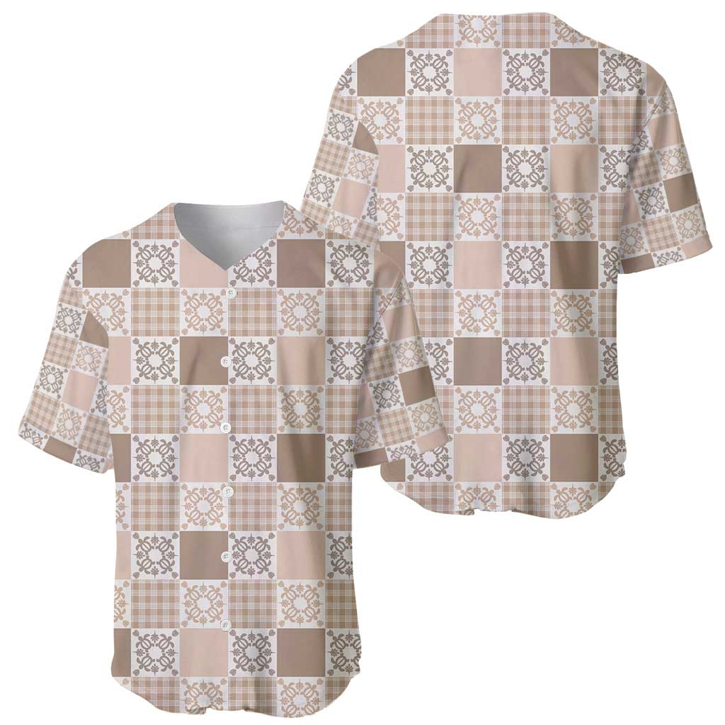 Hawaiian Palaka Quilt Pattern Baseball Jersey Hawaii Culture Honu Turtle - Polynesian Pride