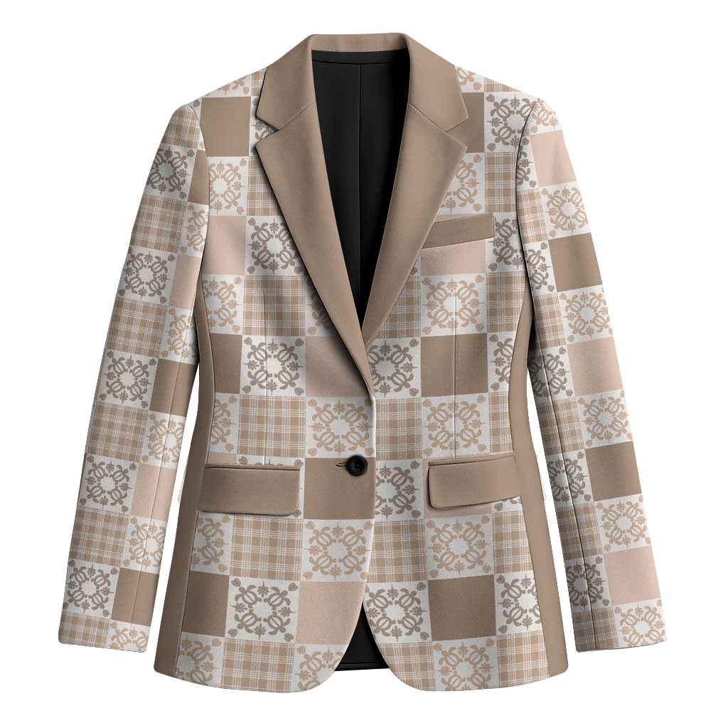 Hawaiian Palaka Quilt Pattern Blazer Hawaii Culture Honu Turtle - Polynesian Pride